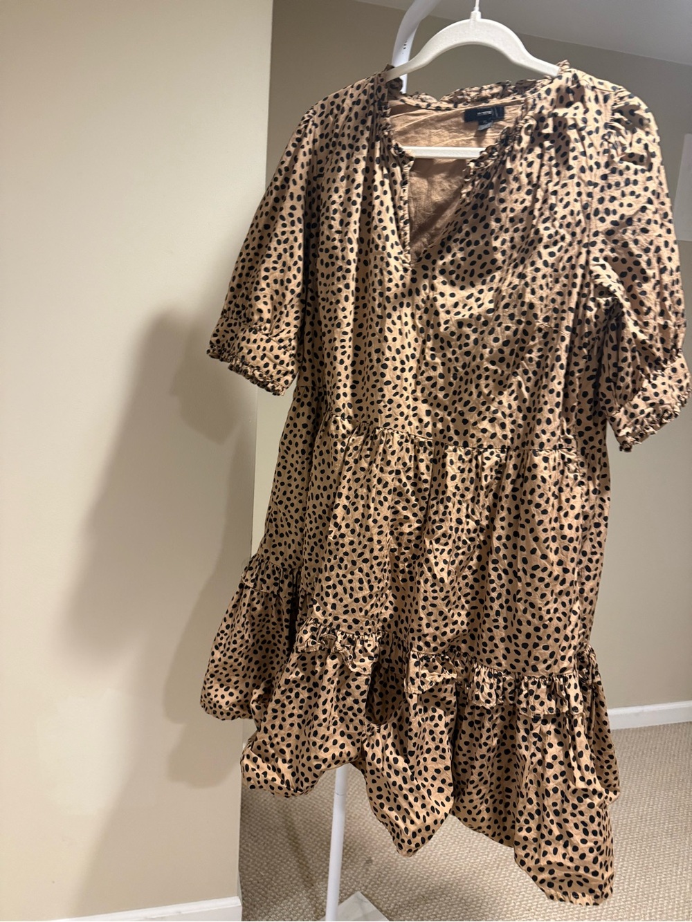 J. Crew Tan Leopard-Print Tiered Mini Dress